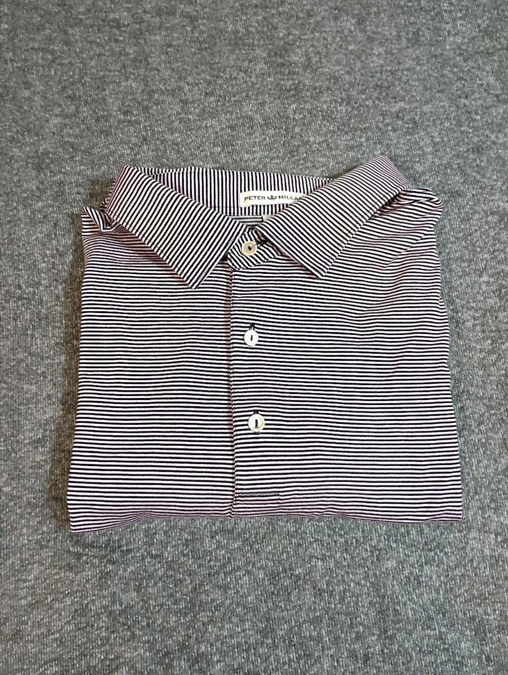 Vintage Peter Millar Golf Polo Shirt Mens XL Pink Black Stripe Cotton Korea.C